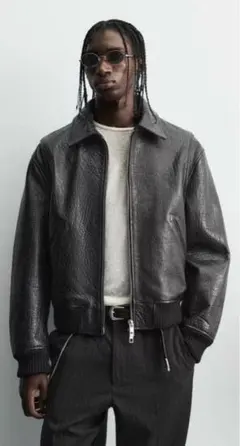 ZARA エンボス レザージャケット