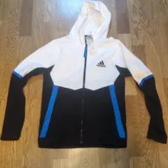 adidas 新品タグ付きフード付きジャケット ホワイト/ブラック/ブルー