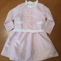 SHEIN キッズ 千鳥格子柄 ワンピース ピンク 6Y