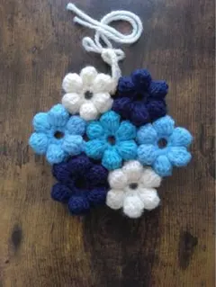 新商品❣️♡ふんわりモコモコ可愛いブルーカラーのお花のポットマット♡