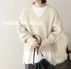 AMERICAN HOLIC ワイドリブVネックプルオーバー