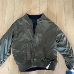 カーキ ナイロン ジップアップ ブルゾン