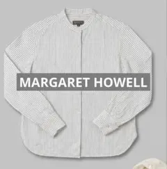 MARGARET HOWELL ストライプ バンドカラーシャツ 長袖のサムネイル