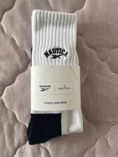 Nautica Reebok クルーソックス ホワイト/ネイビー 新品未使用