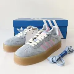 新品adidas アディダス24cm SAMBA サンバ　厚底スニーカー水色