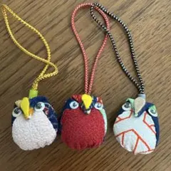 ちりめん細工　ふくろう　ストラップ3個セット③