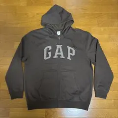 リラックス GAPロゴ ジップアップパーカー ブラウン