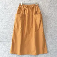 美品 LOW GAUGE ロングスカート Aライン マスタード ウエストゴム Lのサムネイル
