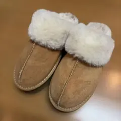 値下げ　ベージュ ファー付きムートンブーツ