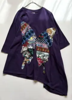 【ScoLar スカラー】チュニック 蝶 ロングTシャツ ラメ アシンメトリーのサムネイル
