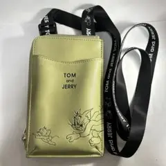 トムとジェリー スマホショルダーバッグ ライトグリーン