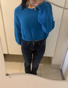 ZARA 青 クロップドニット Sサイズ