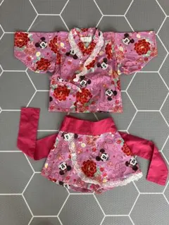 ミニー　浴衣　甚平　着物　お祭り　花火　90 ベビー