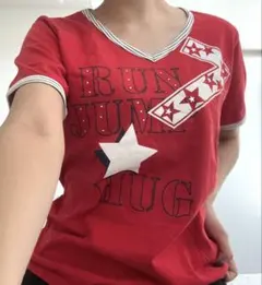 Vintage Y2K Tシャツ 短丈 ラインストーン 赤 mare itimiのサムネイル