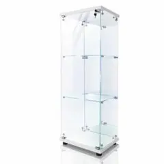ガラスコレクションケース 3段ワイド 背面ミラー付 ホワイト（新品 