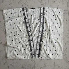 ZARA BASIC 刺繍 カーディガン ガウン ホワイト Mのサムネイル
