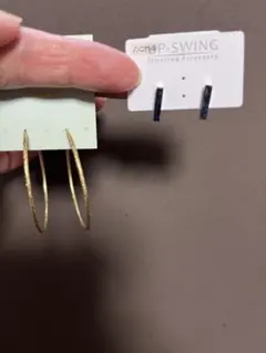 ゴールドフープピアス 、シルバースクエアピアス２個組