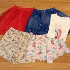女の子 ボトムス 4点セット 110-120cm おまけTシャツ付き