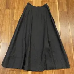無印良品　リネン100%ロングフレアスカート　ブラック　麻　Sサイズ