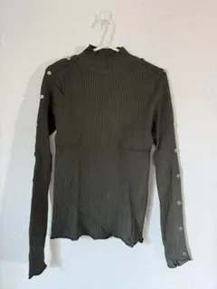 ZARA オリーブグリーン リブニット 長袖