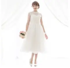 annan wedding ミモレ丈　ウェディング ドレス　Ｍ-Lサイズ