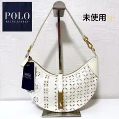 【未使用】ポロラルフローレン アイレット ショルダーバッグ ハーフムーン 未使用】ポロラルフローレン アイレット ショルダーバッグ ハーフ
