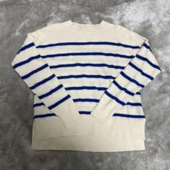 COMPTIORDES COTONNIERS ニットアイボリー/ブルーストライプ