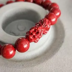 m*n様 シナバー 練り 天然石 貔貅 ブレスレット 275r 10mm 朱砂