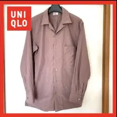 【美品】UNIQLO U オープンカラーシャツ　長袖　紫　パープル　M