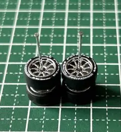 カスタムホイール　タイヤ　パーツ　1/64 深リム　銀メッキ　10本スポーク