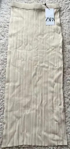 新品　 ZARA ベージュ ストライプ タイトスカート S