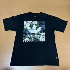 adidas フラワープリント Tシャツ XS ブラック