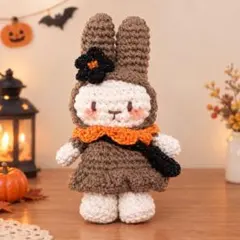 頭巾うさぎ あみぐるみ【ハロウィン風】