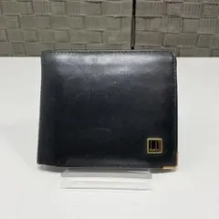 DUNHILL ブラックレザー 二つ折り財布 ロゴ付き