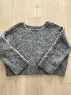 Discoat グレー クルーネック 長袖ニット