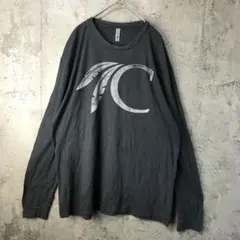 B1777古着　ロンT チャコール　90s Y2K
