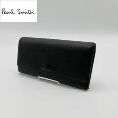 【美品】ポールスミス レザー 長財布 スミシーハート 型押し ロゴ ブラック 黒