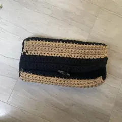 ストライプ クラッチバッグ ニット 編み込み