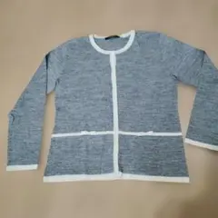 グレー　カーディガン　リボン付き　40サイズ