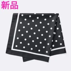 GU ドットスカーフ ブラック×ホワイト 新品 ジーユー バンダナ 大判 水玉のサムネイル