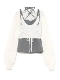 BUBBLES チェックリボンアンサンブル ホワイト