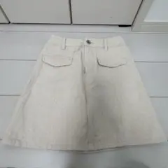 Heather ポケット付き 台形 ミニスカート M アイボリー