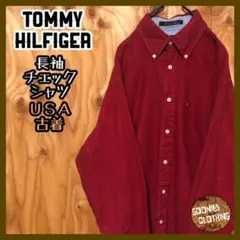 レッド チェック シャツ トミーヒルフィガー USA古着 90s ボタンダウン