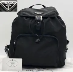 PRADA ビンテージリュック ブラック 三角ロゴ テスートナイロン レザー