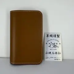 革蛸　台形ミドルウォレット 二つ折り財布　キャメル/ホワイトステッチ　正規品のサムネイル