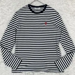 【けんさん】Ami Paris アミパリス ロンT ハート 刺繍ロゴ ボーダー