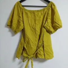 中古　古着　オフショル風 チュニック イエロー　綿100％　RETRO GIRLのサムネイル