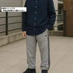 ナ*︎様 アディダス ナイロントラックパンツサイドラインロゴ刺繍グレーブラック0