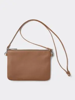 GU ブラウン 本革 バッグ レザーサコッシュ