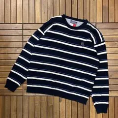 TOMMY HILFIGER マルチボーダー コットン ニット プルオーバー